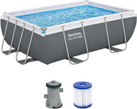 Bestway Power Steel Frame Pool Set Mit Filterpumpe 282 X 196 X 84 Cm, Grau, Ecki