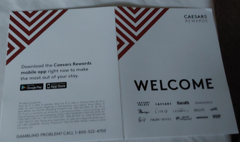 CAESARS REWARDS CAESARS PALACE LAS VEGAS  NEVADA  CHECK-IN FOLDER