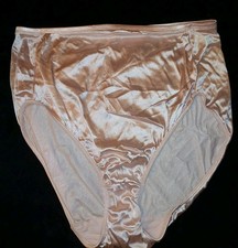 Vintage 90s Delicates Pink Liquid Satin Nylon Wet Look Hi-Cut Panties L/XL 9 EUC