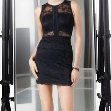 GUESS Dress Black Lace Bodycon Sheath Sleeveless Lined Sz S #sexy #goth Glam