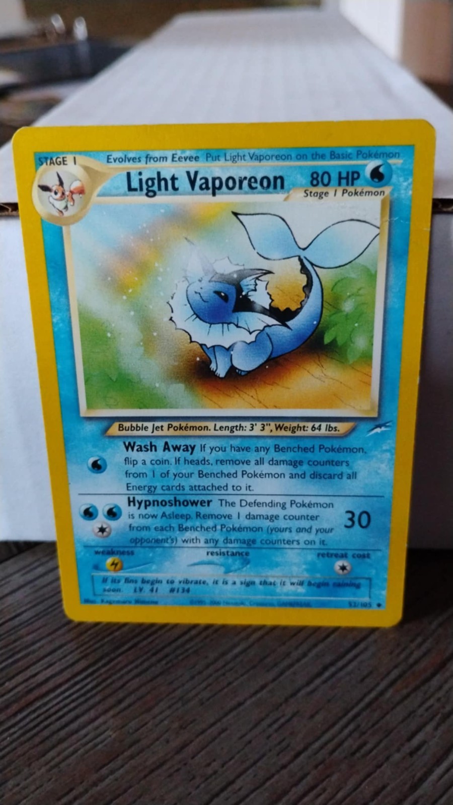 LIGHT VAPOREON Neo Destiny POKEMON Non-Holo 2000 Trading Card 52/105 TCG