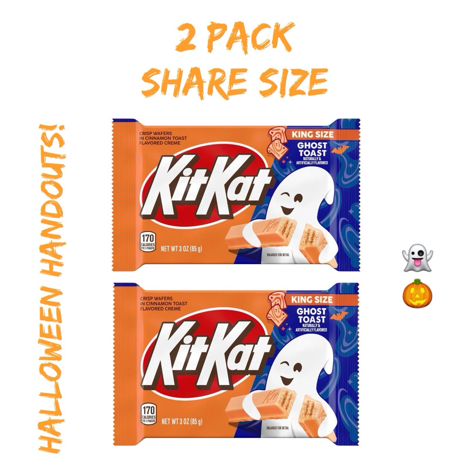 (2 Pack) NEW Kit Kat Ghost Toast Cinnamon Flavored Creme Wafer King Size