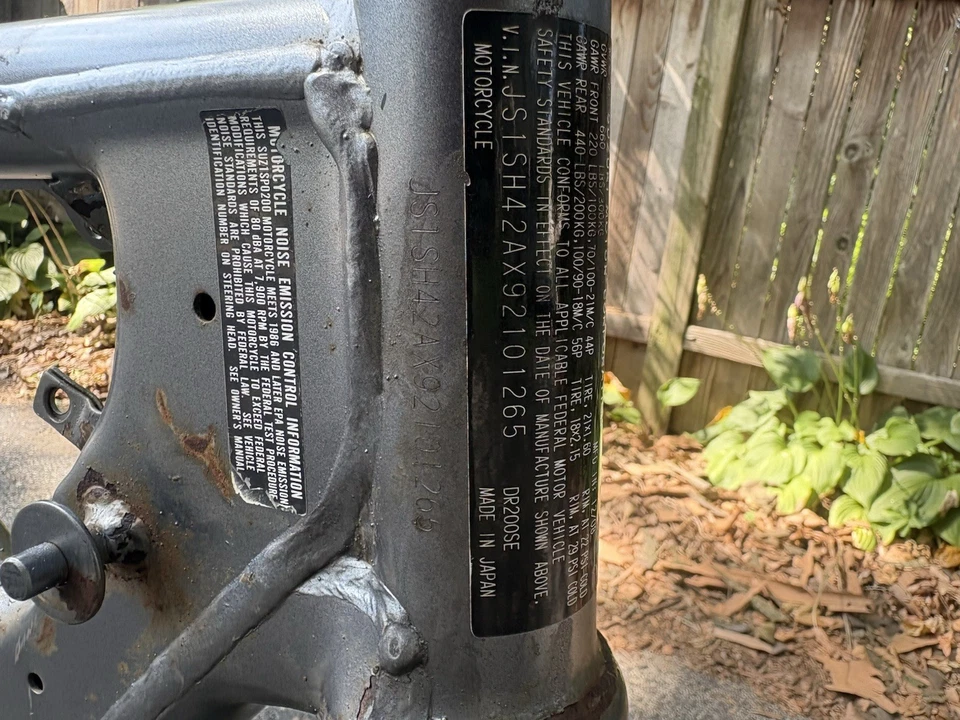 DR200SE 1996-2013 BUEN CHASIS DE CUADRO PRINCIPAL DR200 DR 200 SE 200SE OEM RECTO Foto 2 de 4