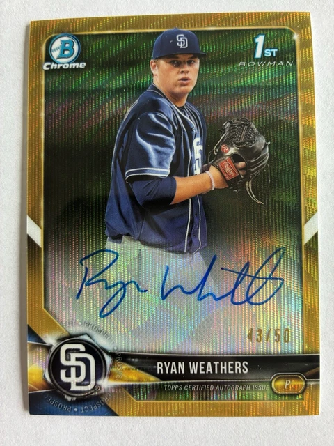 2018 Bowman Chrome 1st Draft Pick Auto Ryan Weathers Gold Wave Refractor /50