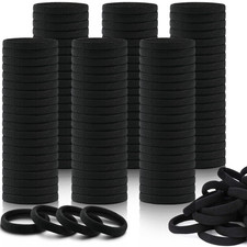 150PCS Hair Ties, Black Hair Ties for Women No Damage, Cotton Seamless Ponytail
