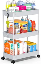 Rolling Storage Cart 3 Tier Bathroom Cart Organizers with Wheels Laundry Room