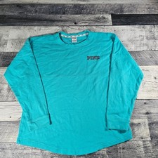 PINK Victoria's Secret Teal Logo Graphic Print Crewneck Sweatshirt L MAKE OFFER