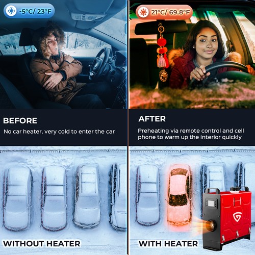 8KW Diesel Air Heater 12V/24V APP Bluetooth & 110V AC Adapter For Car RV Indoors - Picture 8 of 15
