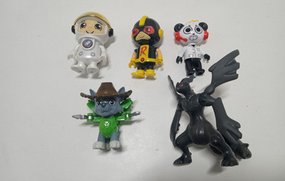 Lot 5 Toys Paw Patrol Cowboy Rocky Figure Pokemon Zekrom Ryan's World Panda