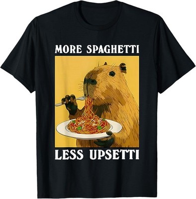 More Spaghetti Less upsetti Capybara Eating Pasta T-Shirt UNISEX S-3XL