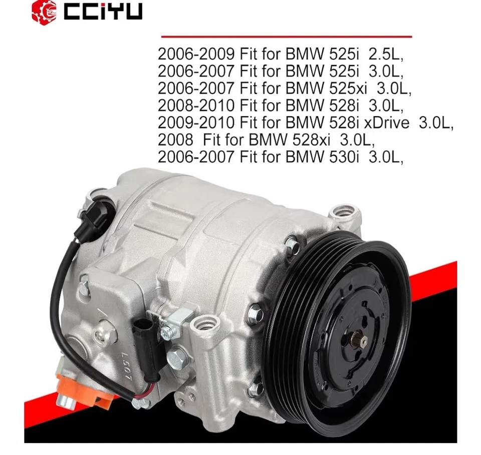 AC A/C Compressor For 2006-2009 BMW 525i 2008-2010 BMW 528i 2009-2011 BMW Z4 - Image 2 of 4