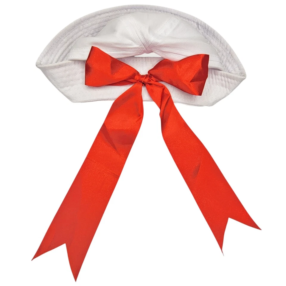 Sombrero de Marinero Cinta Roja Gorra Blanca Azul Marino Barco Compañero Disfraz Roma H104 Foto 3 de 4