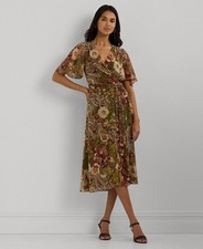 Lauren Ralph Lauren Women's Floral Belted Crinkle Georgette Dress - Farm Olive S