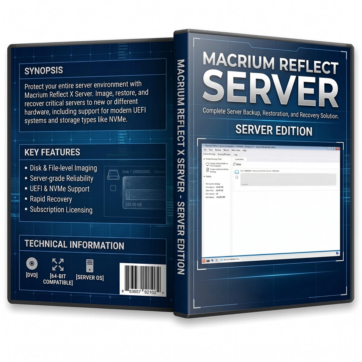 DVD/USB de arranque para servidor Macrium Reflect X