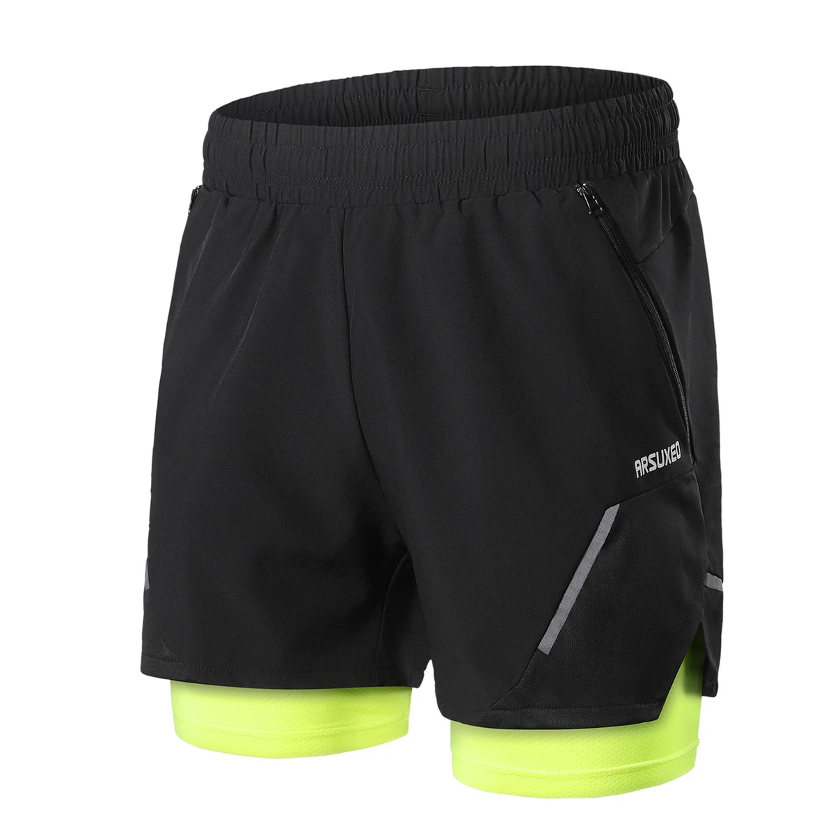 Men’s 2 in 1 Running Training Shorts Gym Athletic Workout Shorts with  Pockets