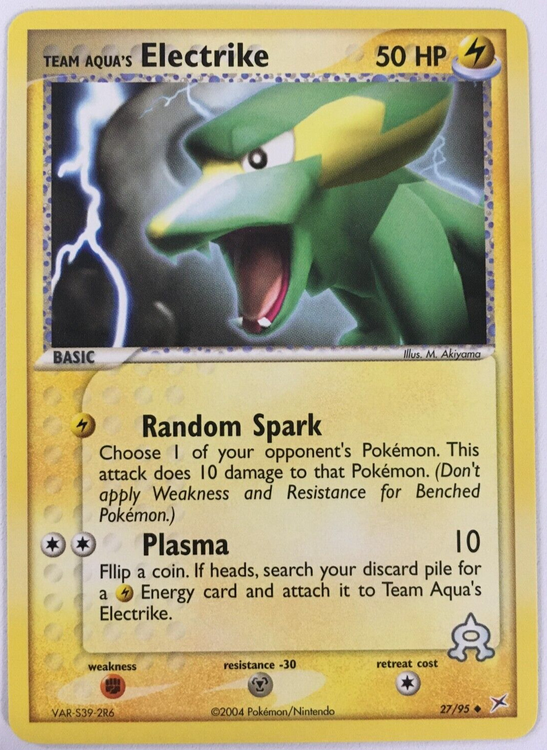 POKEMON TEAM AQUA'S ELECTRIKE 27/95 EX TEAM MAGMA VS TEAM AQUA UNCOMMON NM