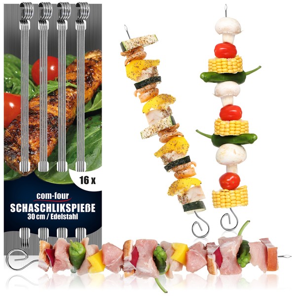16X SchaschlikspießE Aus Edelstahl - 30 Cm Lange FleischspießE-image