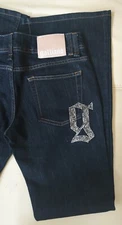 GALLIANO WOMEN'S DARK WASH FLARE BOOT LEG JEANS SIZE 31 X 33 MADE IN TURKEY