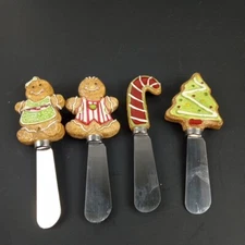 Christmas Cheese Spreaders Gingerbread Man And Women Candy Cane And Tree