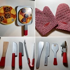 Play Kitchen Cooking Utensils 2 Pancakes W/ Grill Pan 2 Pot Holders Melissa Doug