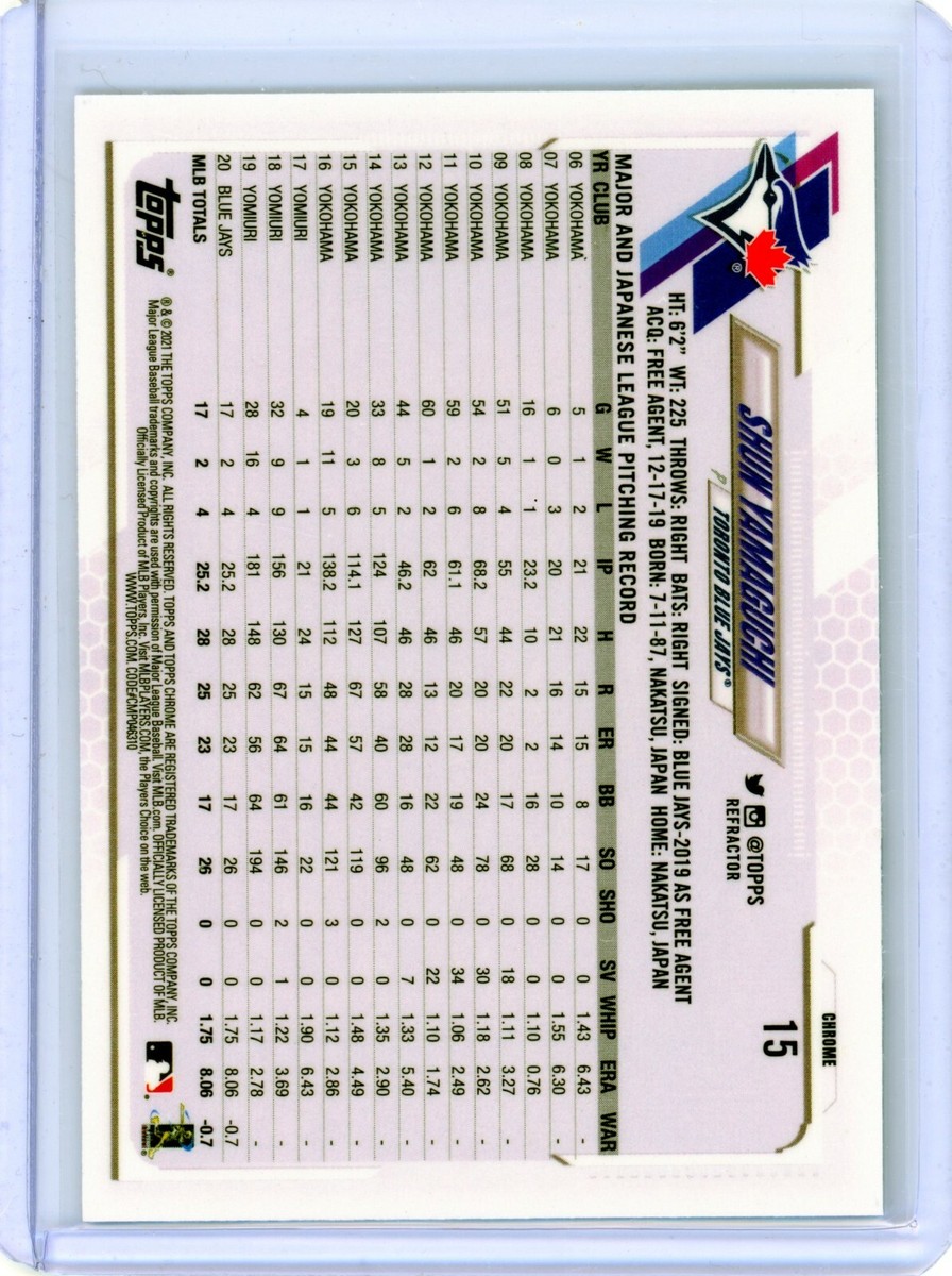 2021 Topps Chrome Shun Yamaguchi Base Refractor- Toronto Blue Jays