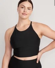 Old Navy Active women’s 3X Black Light Support PowerSoft Longline Sports Bra NEW