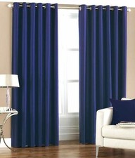 New Polyester 2 Piece Door Curtain Set - Blue, 4 x 7 ft.