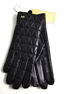 Michael Kors Damen Leder Fingerhandschuhe Handschuhe Schwarz Größen S, M, L, XL 