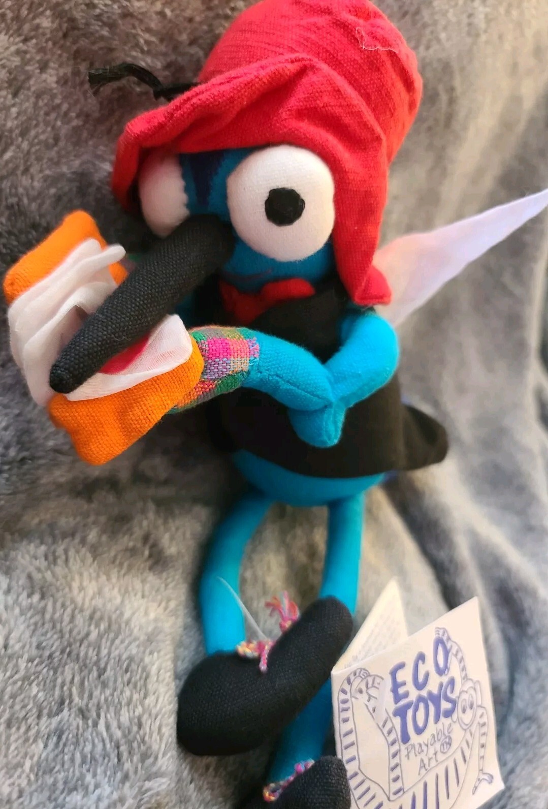 Playable Art - Mosquito Red Hat Reading Book Handmade Stuffed Toy