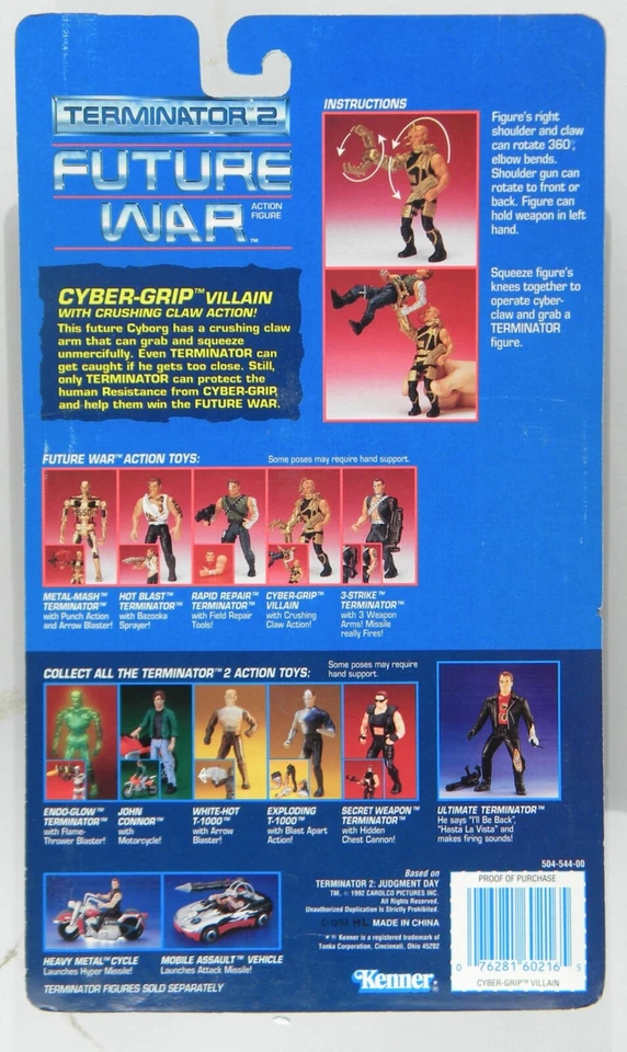 Kenner 1991 The Terminator 2 Cyber-Grip Terminator  Furture War T2 - Image 2 of 3