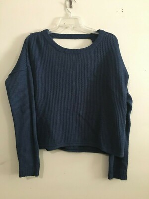 Don't Ask Why Crop Up Blue Show Back Women Sweater Italy Top One Size 