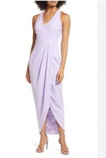 Xscape Evenings Tulip Hem Sleeveless Crepe Gown in Lilac Size 8