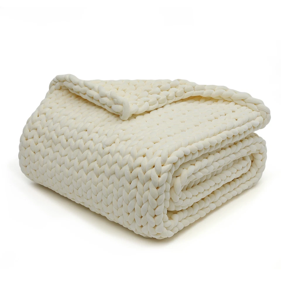 YnM Velvet Knitted Weighted Blanket/Chunky Knit Weighted Throw Blanket for Sleep - Image 3 of 4
