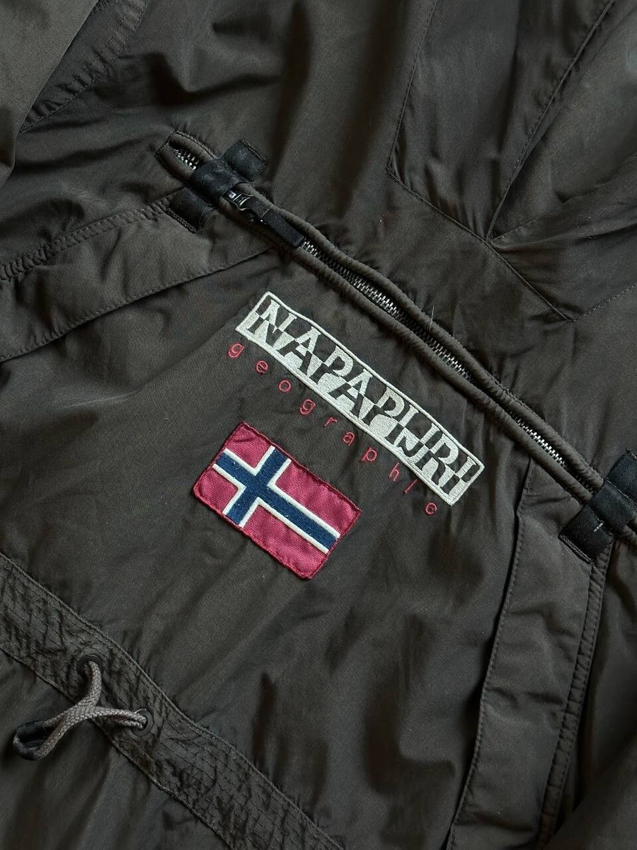 Napapijri Skidoo winter warm fleece anorak jacket vintage brown