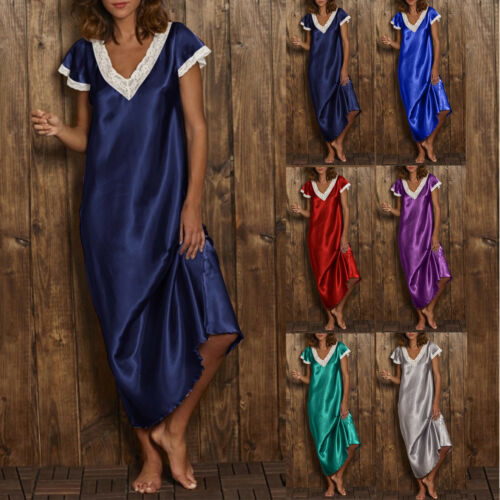 Women Oversize Sleep Shirts Sleepwear Long Dress NightGown Lace Sexy Pajamas