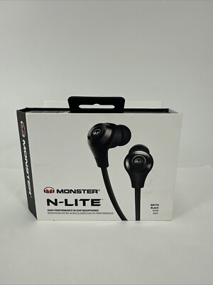 Monster N-LITE In-Ear Headphones High Performance Audio Matte Black Wired