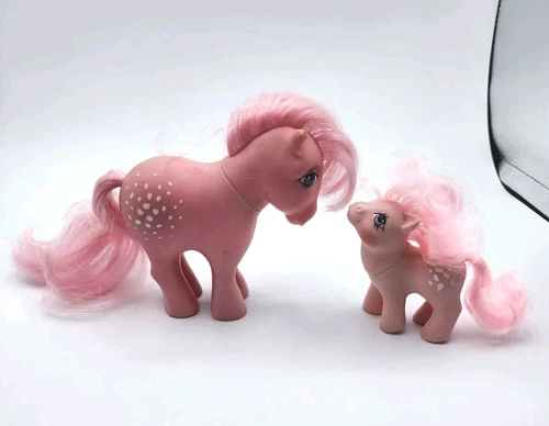 Vintage 1982 My Little Pony G1  Cotton Candy And Baby Cotton Candy MLP Lot x2