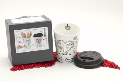 Könitz Porzellan Coffee to Go Becher City Mug London 380ml - bemalbar
