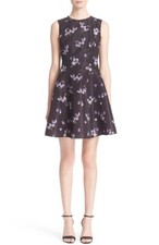 RED VALENTINO Redvalentino A-Line Print Black Floral Dress 12 L NEW $750