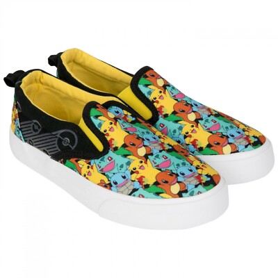 NEW Ground UP Pokemon PIKACHU Slip-On Canvas Sneaker Shoes Unisex Youth Size 6