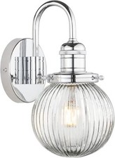 5.9" Fringe Globe Clear Glass Shade Industrial Gooseneck Sconce Wall Light