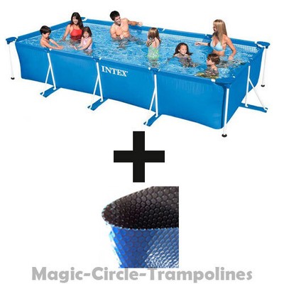 INTEX Swimming Pool Frame Rechteck 450x220x84cm Schwimmbecken + Solarplane