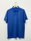 Under Armour Heatgear Mens Polo Shirt L Blue Short Sleeve Loose Fit Logo