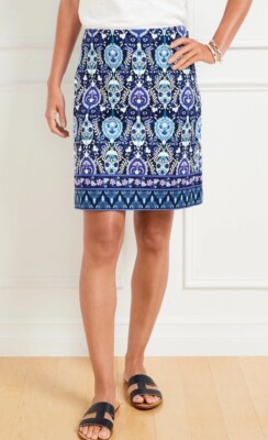 NWT Talbots Womens Lined Canvas Floret Medallion A-Line Skirt Plus Size 24W
