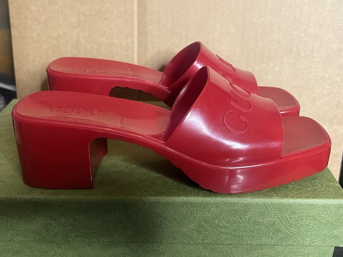 5月限定値下げ！GUCCI レッド サンダル GUCCI WOMEN'S RUBBER SLIDE SANDAL HIBISCUS RED US Size 6 1/2 | eBay