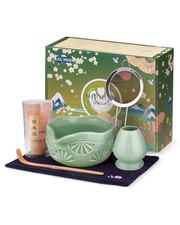 Matcha Whisk Set, Matcha Set Includes Bamboo Whisk, Ceramic Bowl Dusty Green