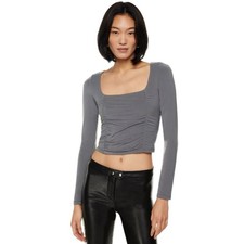 Aritzia Wilfred Lydia Ruched Square-Neck Long Sleeve Top size L