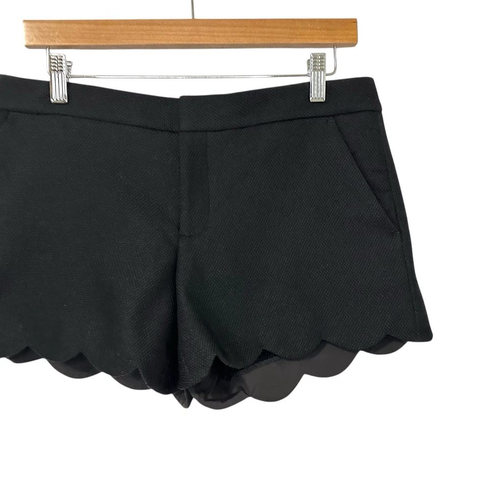 Club Monaco Womens Textured Scalloped Hem Chino Shorts Size 04 Black - Image 3 of 4