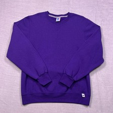 Russell Athletic Mens Crewneck Sweatshirt Purple Long Sleeve Cotton/Polyester M