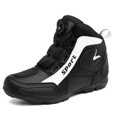 Stivali Moto Uomo Alta Protezione Sicurezza Cross Country Scarpe Equitazione Nero